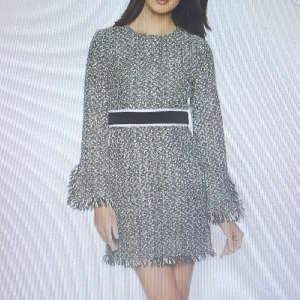 Chic Black and White Tweed Dress